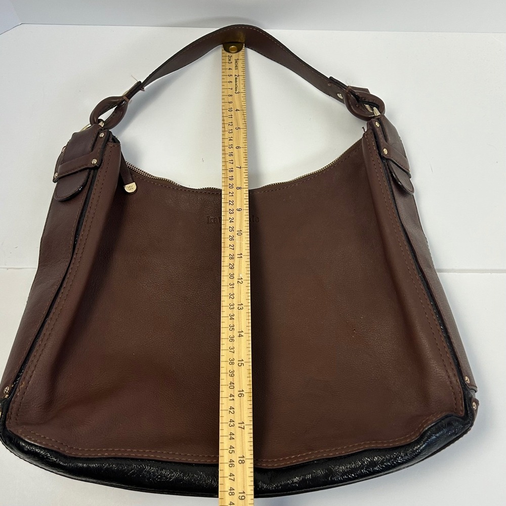 Kate Spade New‎ York Leather Hobo Shoulder Bag Purse Brown Gold Tone Hardware - Picture 14 of 16